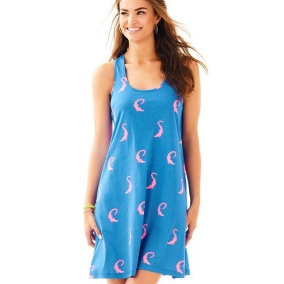 Lilly Pulitzer blue gator Razorback dress sz Small - Picture 1 of 11